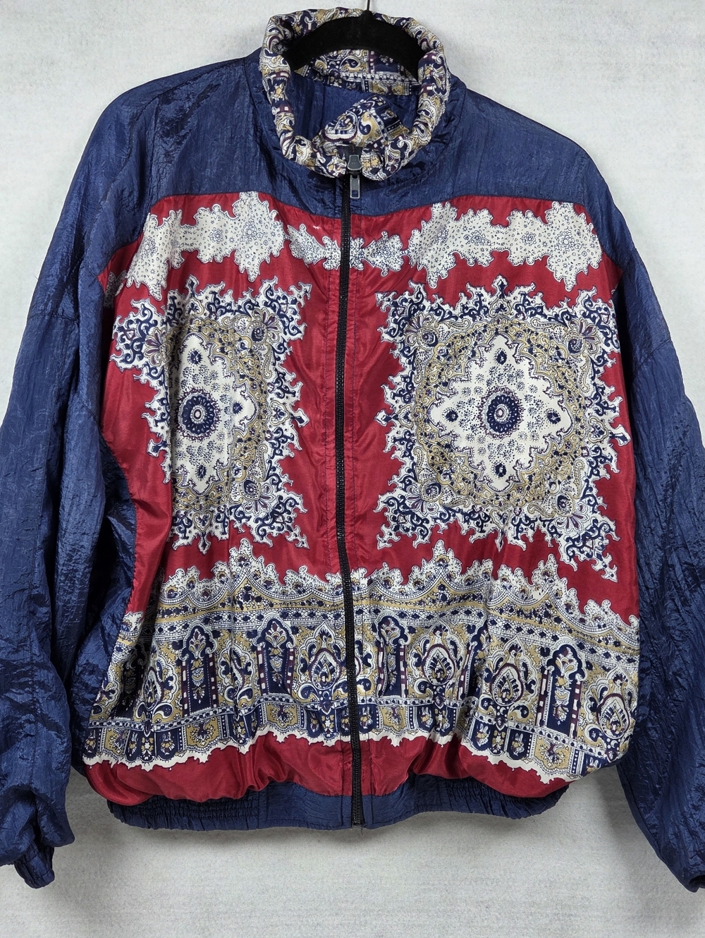 Vintage Argee Sports Windbreaker Jacket Large 90s Paisley Floral Pattern Nylon